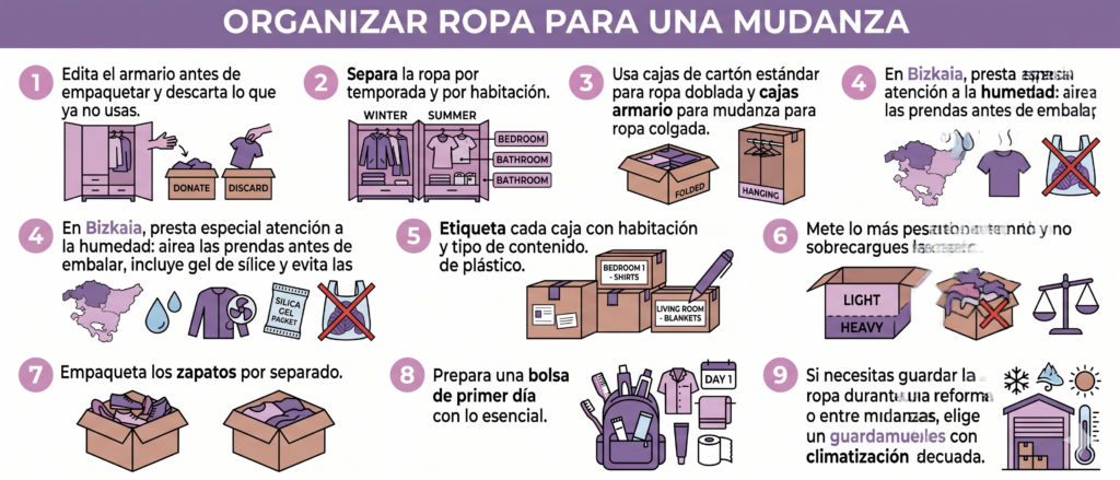 cómo organizar ropa para mudanza